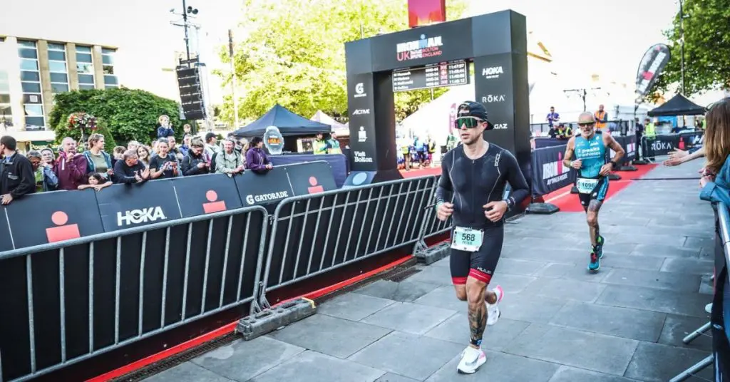 Peter McGahan-Boyd running during his ironman challenge