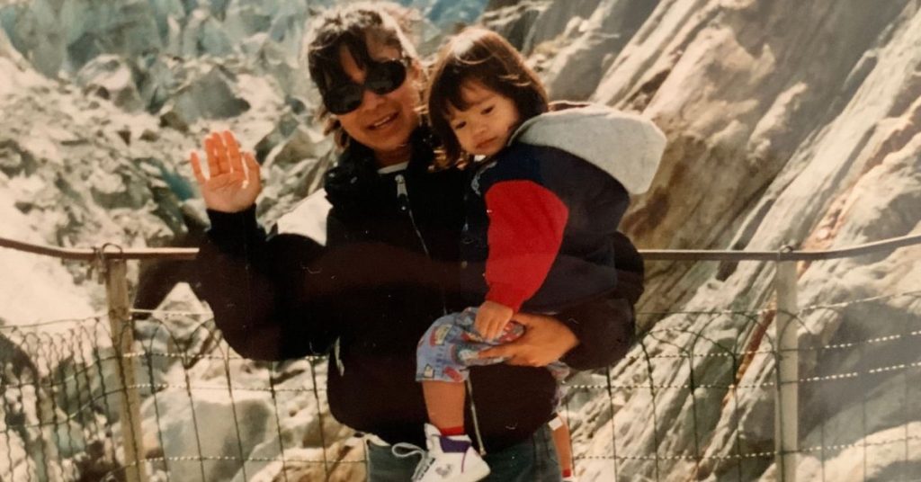 Samantha Sharpe and her mum when she was a small child.