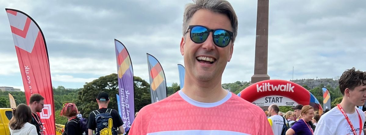Trustee Neil Musgrove in his Kilt at the Edinburgh Kiltwalk 2024 event